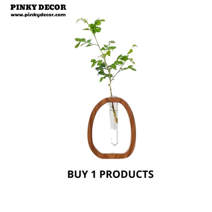 Solid Wood Flower Glass Plant