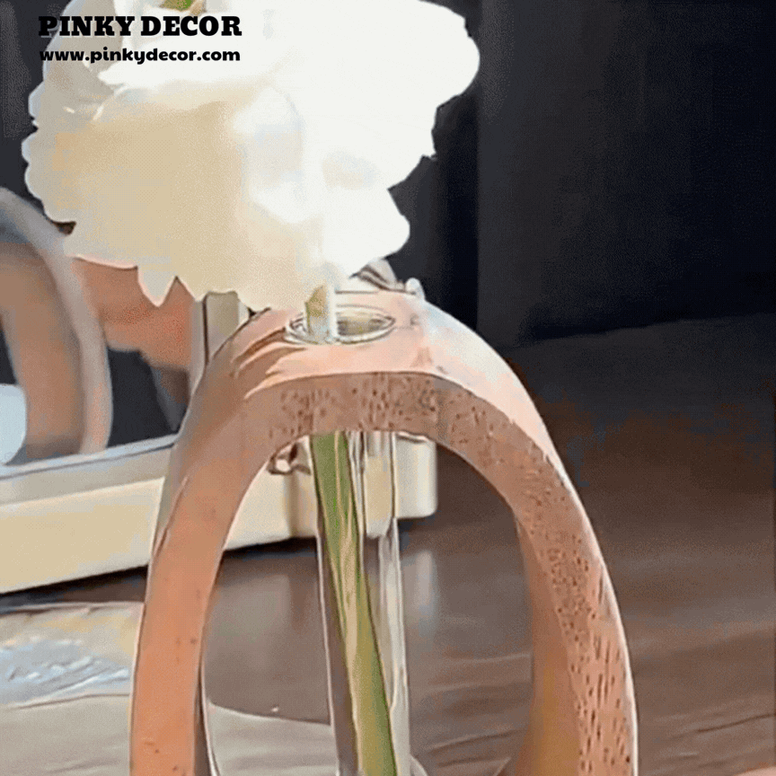 Solid Wood Flower Glass Plant