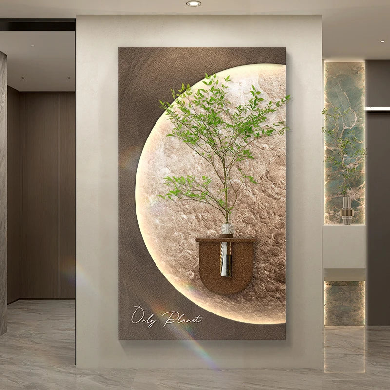 Modern LED Wall Art with Built-in Planter | Space-Saving Wall Decor for Small Living Rooms