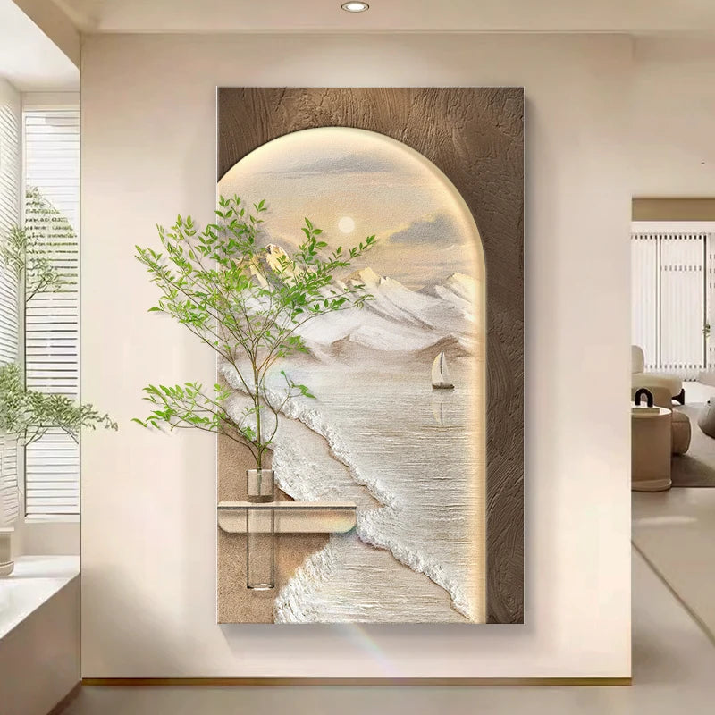 Modern LED Wall Art with Built-in Planter | Space-Saving Wall Decor for Small Living Rooms