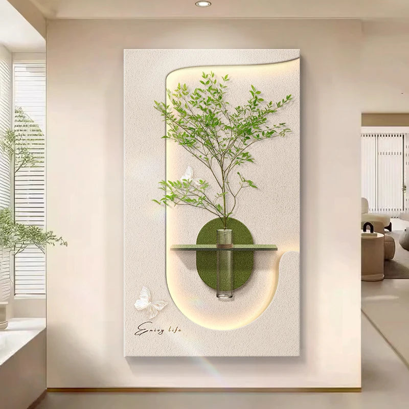 Modern LED Wall Art with Built-in Planter | Space-Saving Wall Decor for Small Living Rooms