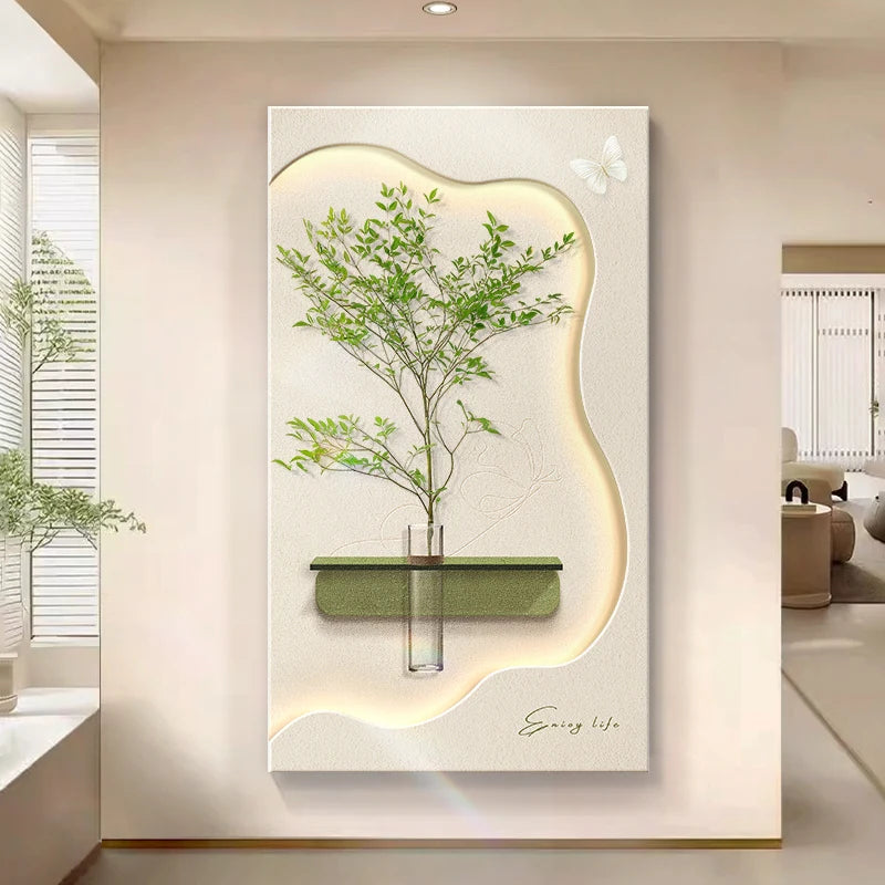 Modern LED Wall Art with Built-in Planter | Space-Saving Wall Decor for Small Living Rooms