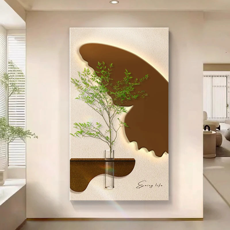 Modern LED Wall Art with Built-in Planter | Space-Saving Wall Decor for Small Living Rooms
