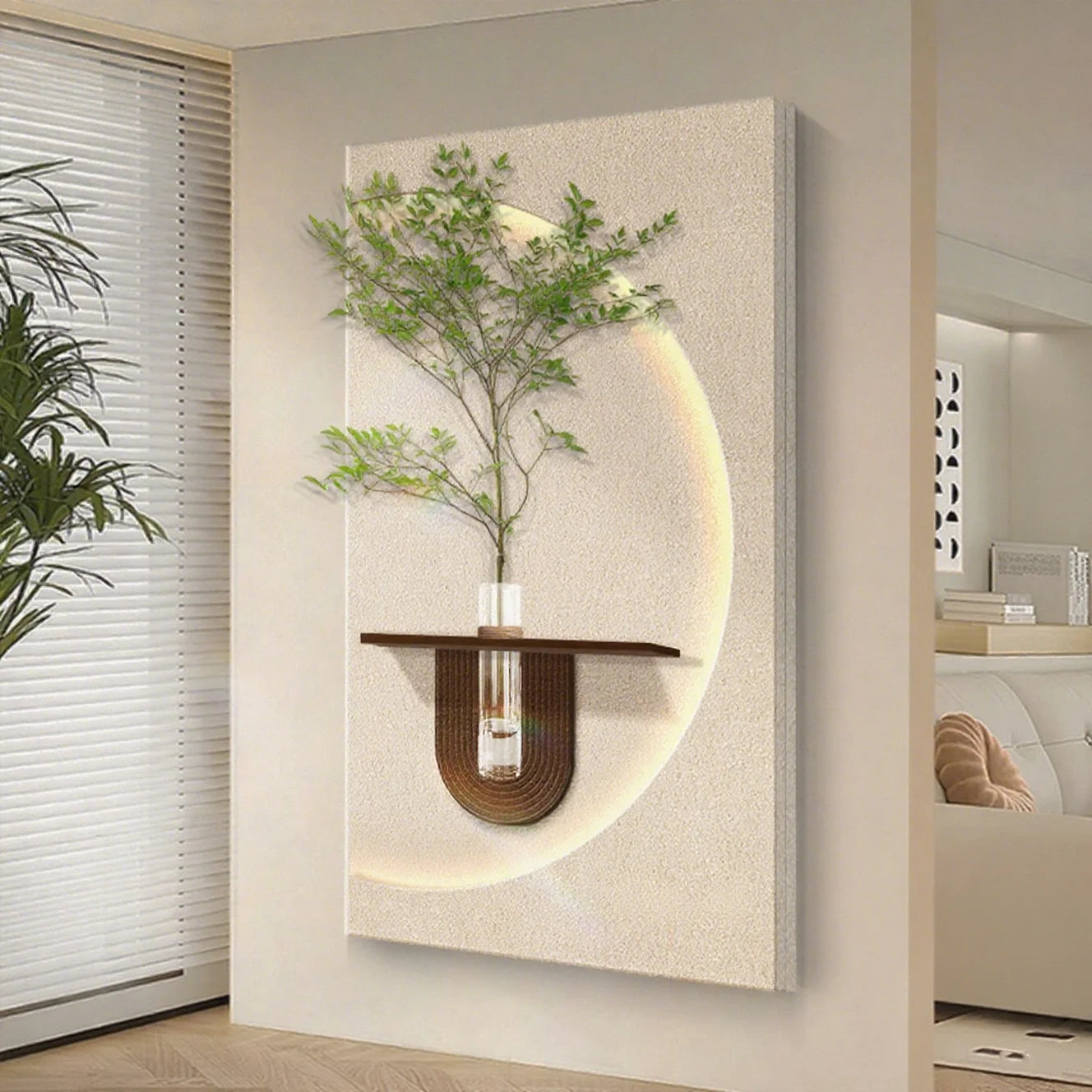 Modern LED Wall Art with Built-in Planter | Space-Saving Wall Decor for Small Living Rooms