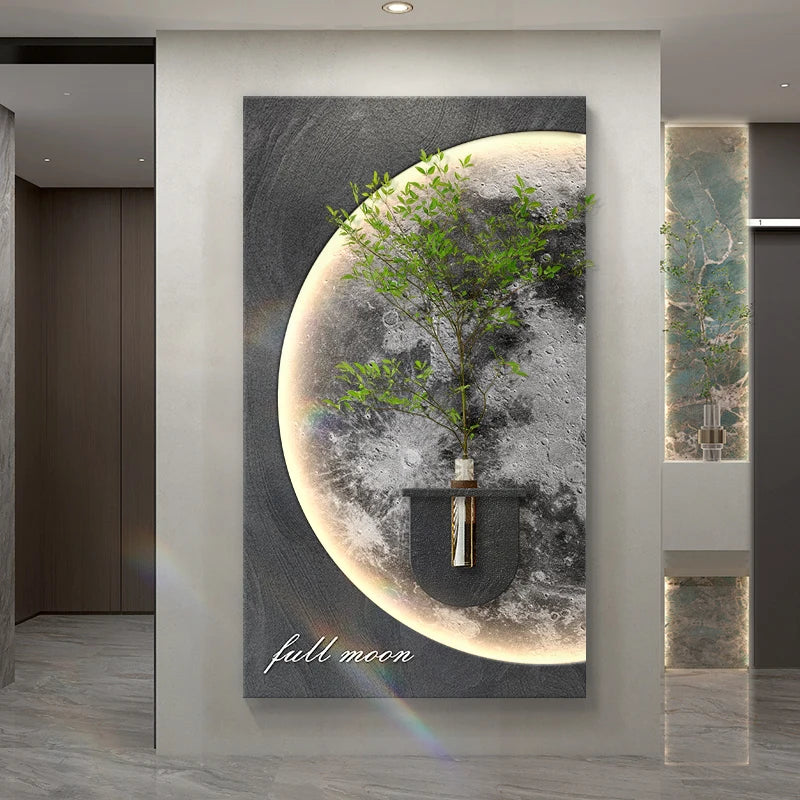 Modern LED Wall Art with Built-in Planter | Space-Saving Wall Decor for Small Living Rooms