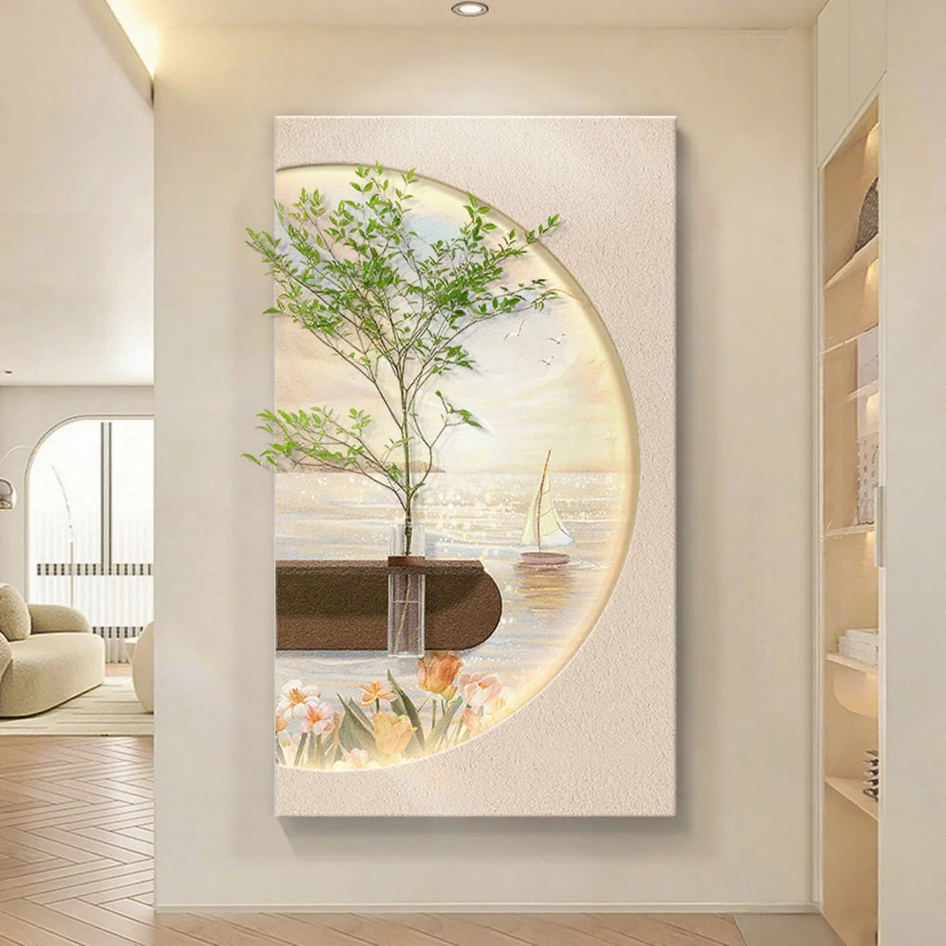 Modern LED Wall Art with Built-in Planter | Space-Saving Wall Decor for Small Living Rooms