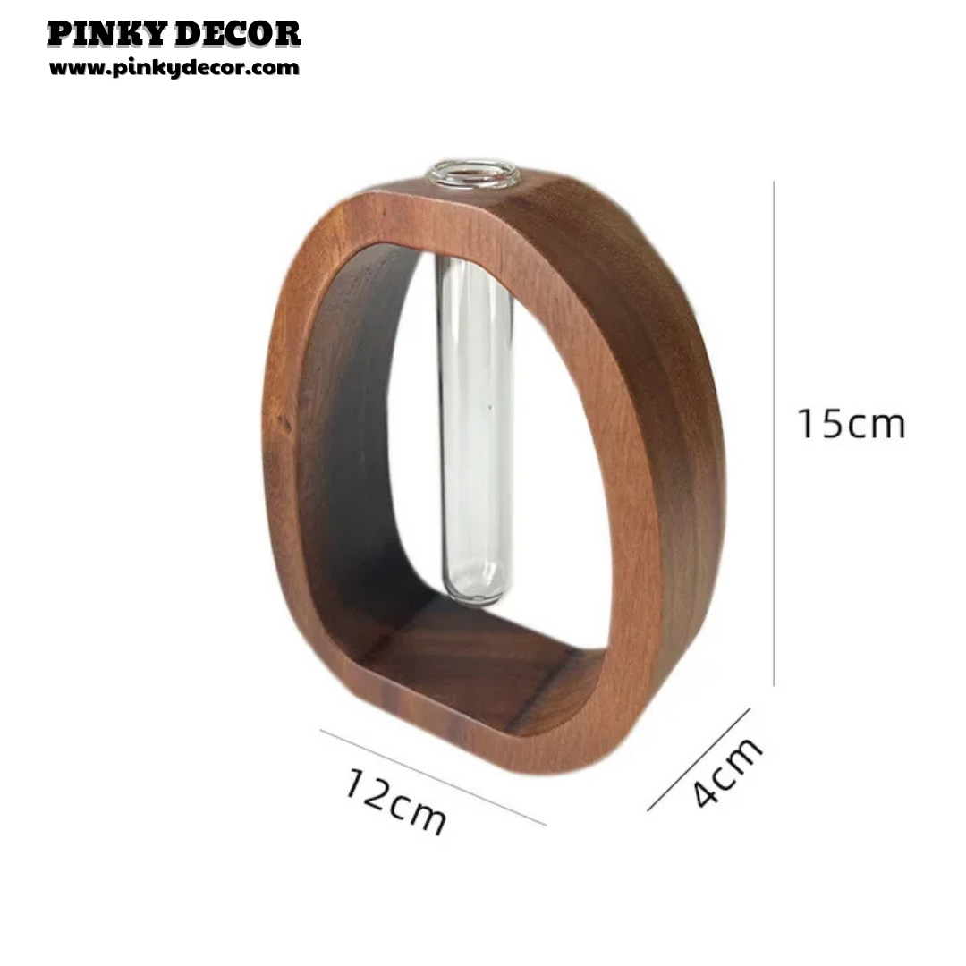 Solid Wood Flower Glass Plant