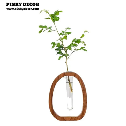 Solid Wood Flower Glass Plant
