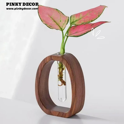 Solid Wood Flower Glass Plant