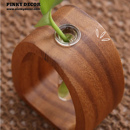 Solid Wood Flower Glass Plant